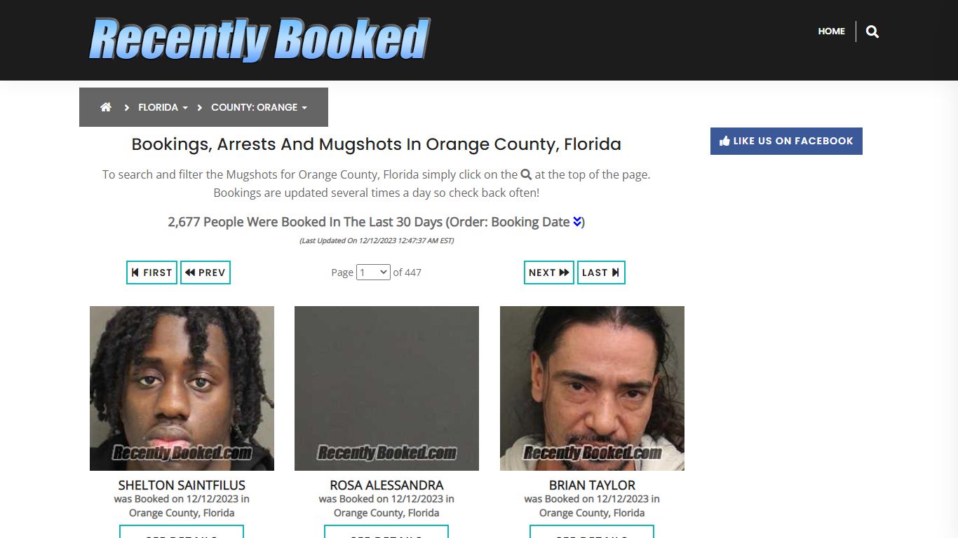 Recent bookings, Arrests, Mugshots in Orange County, Florida